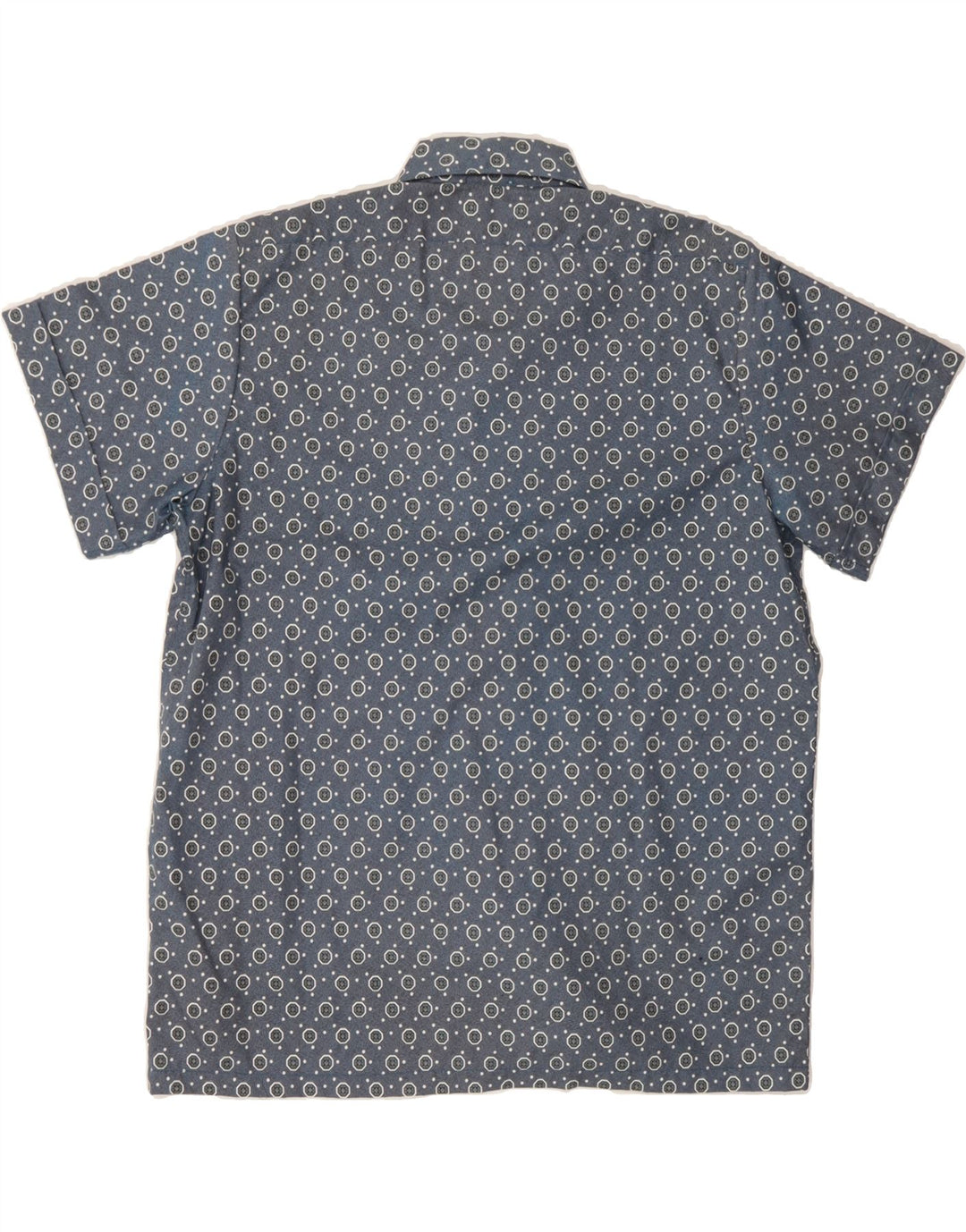 VINTAGE Mens Abstract Pattern Short Sleeve Shirt Medium Blue Vintage Vintage and Second-Hand Vintage from Messina Hembry 