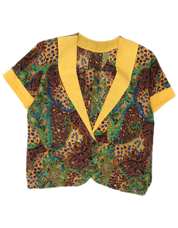 Damska marynarka z krótkim rękawem VINTAGE UK 14, duża, wielokolorowa