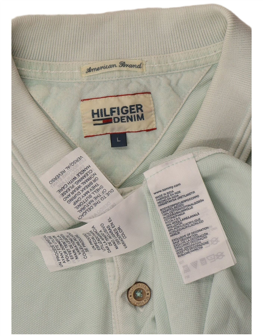 Męska koszulka polo z grafiką TOMMY HILFIGER, duża, niebieska, bawełniana