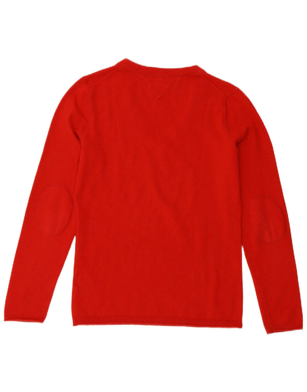 Sweter damski Tommy Hilfiger z dekoltem w kształcie litery V, UK 14, duży, czerwony, bawełniany