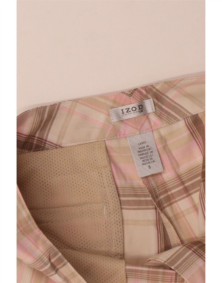 Damskie spodenki Chino Izod US 8 Medium W32, poliester w różową kratkę
