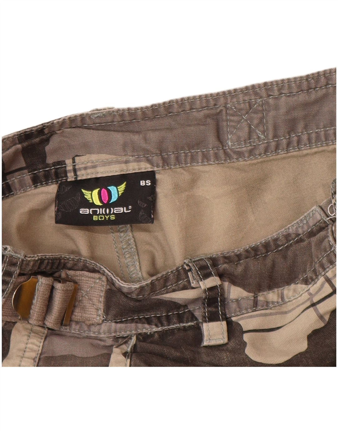 Chłopięce spodenki cargo ANIMAL 7-8 lat W24 Szara bawełna w kamuflażu