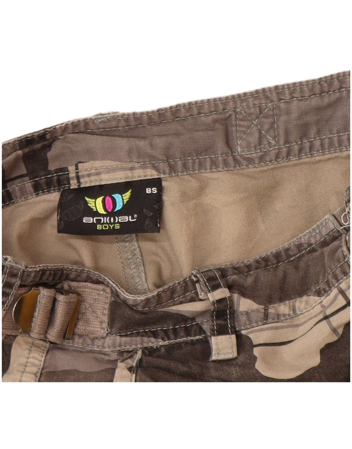 Chłopięce spodenki cargo ANIMAL 7-8 lat W24 Szara bawełna w kamuflażu