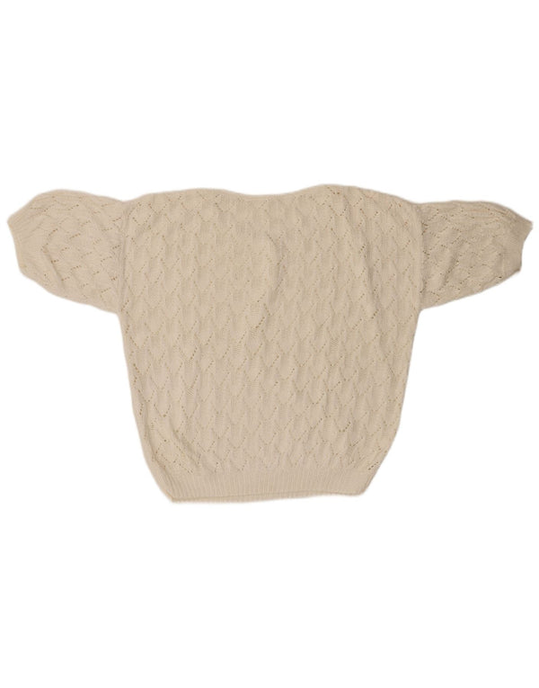 Damski sweter oversize VINTAGE z okrągłym dekoltem UK 18 XL, biały