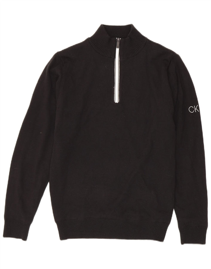 Męski sweter zapinany na zamek Calvin Klein, mały, czarny, bawełniany
