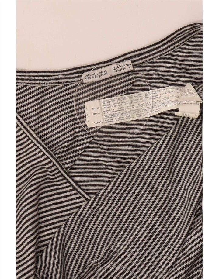 Damski top Zara z rękawem 3/4, UK 10, mały, czarny, poliestrowy w prążki
