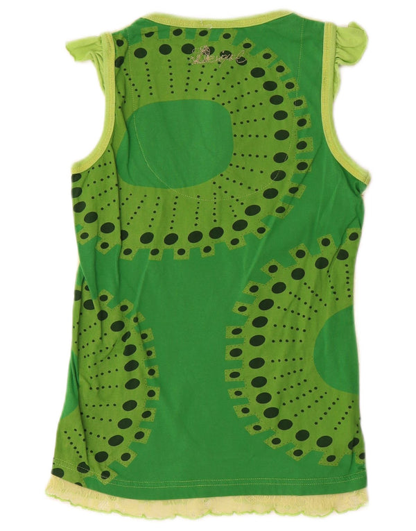 Damski top Desigual Graphic Vest Top UK 12 Średni zielony, geometryczny, bawełniany