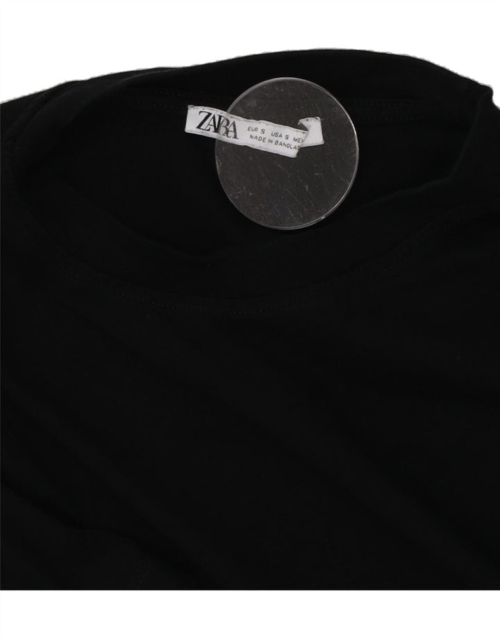 ZARA Womens Crop T-Shirt Top UK 10 Small Black Vintage Zara and Second-Hand Zara from Messina Hembry 