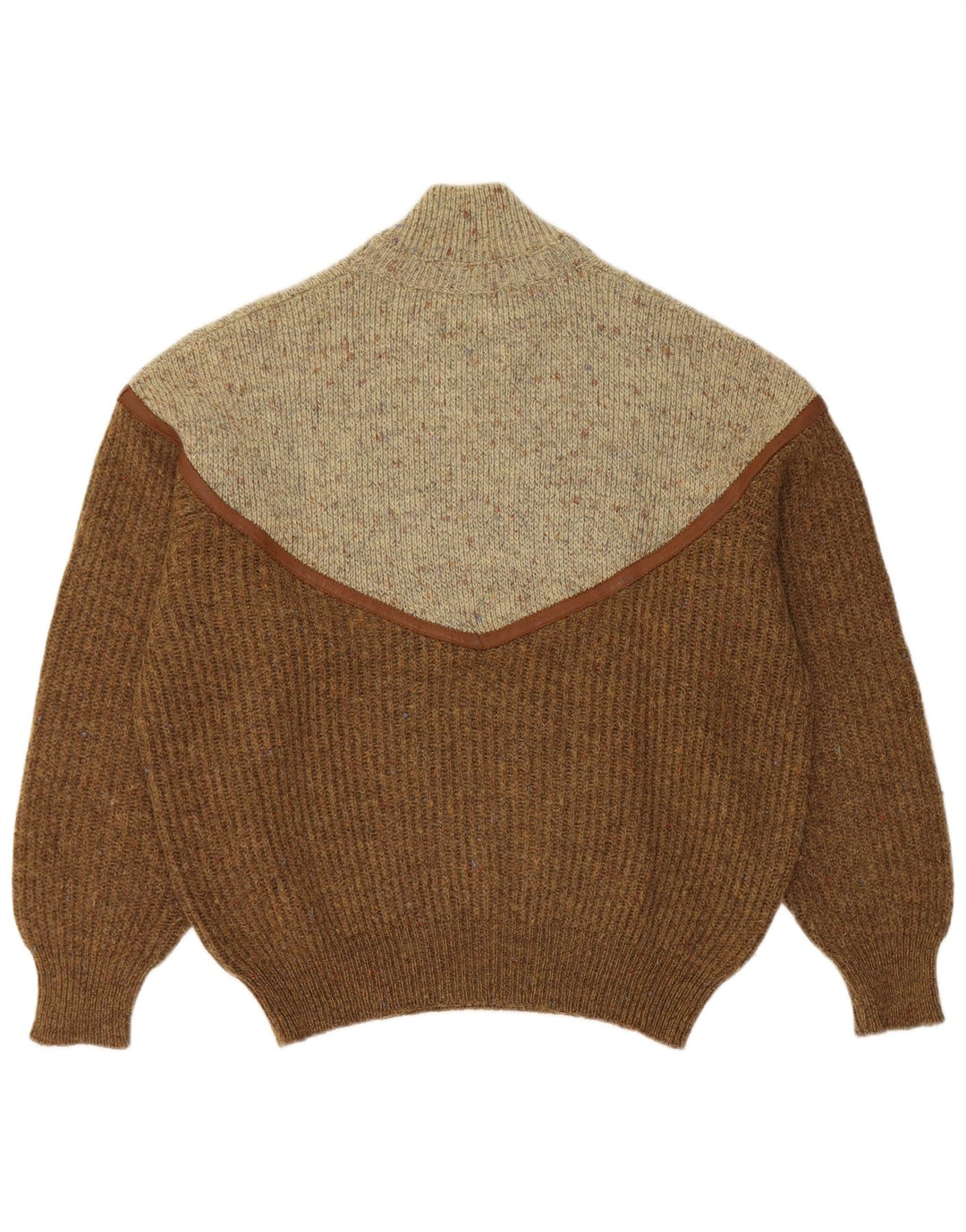 Vintage męski sweter z golfem, duży, brązowy kolor