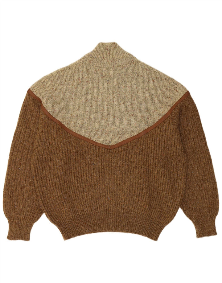 Vintage męski sweter z golfem, duży, brązowy kolor