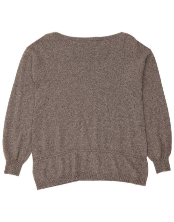 Sweter damski REISS z dekoltem w łódkę UK 14, średnioszara wiskoza