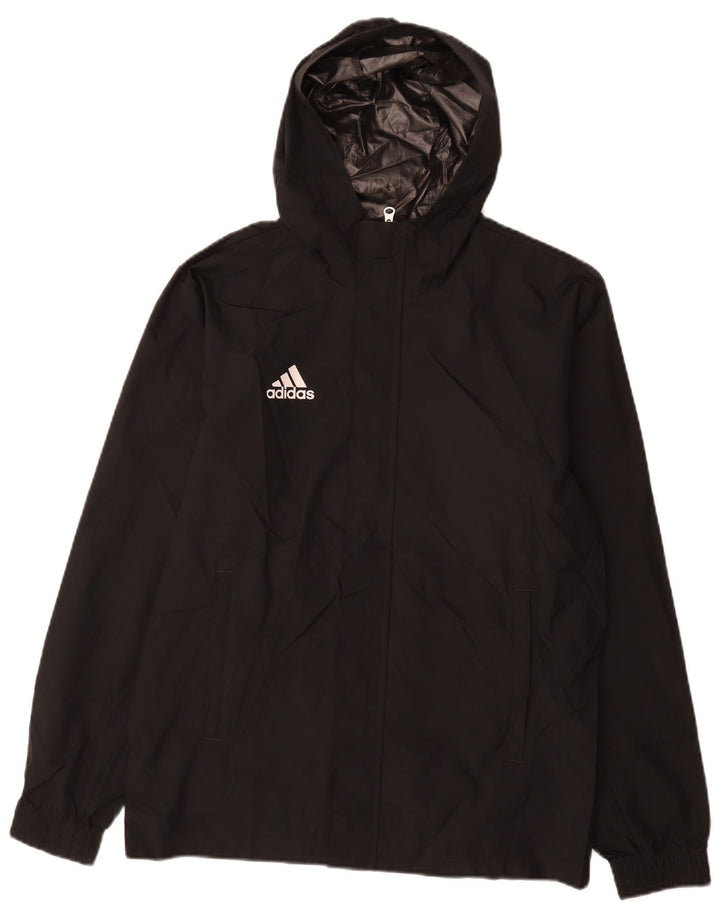 Męska kurtka przeciwdeszczowa Adidas z kapturem UK 36 Mały czarny poliester