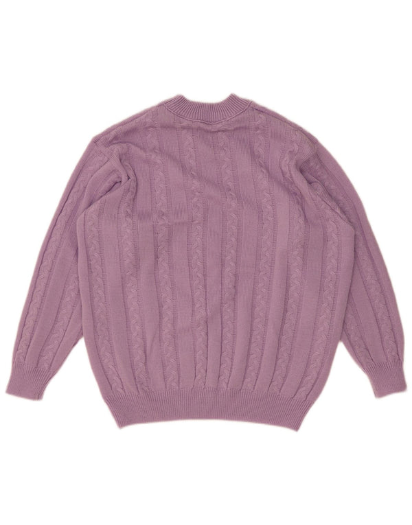 Sweter damski w stylu vintage z okrągłym dekoltem UK 16, duży, fioletowy, poliakrylowy
