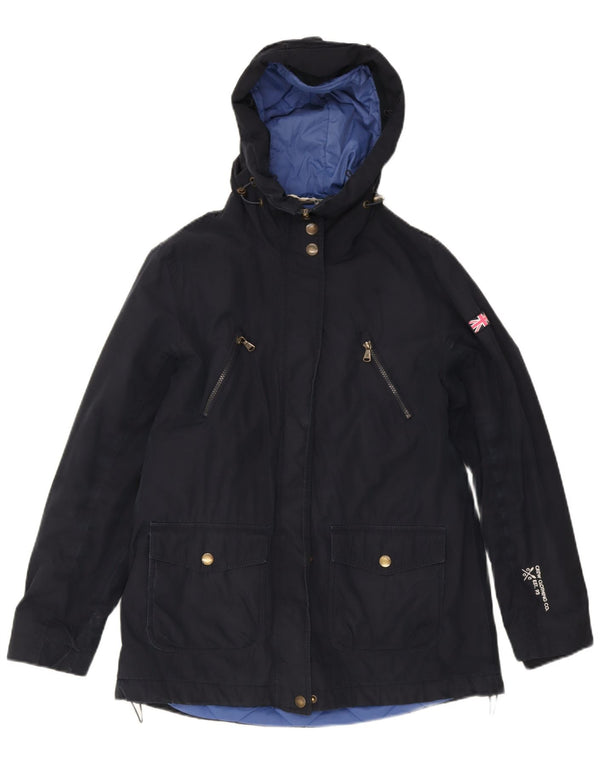 Damska kurtka wiatrówka z kapturem Crew Clothing UK 14, duża, granatowa