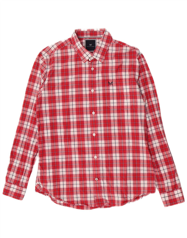 Crew Clothing Męska koszula slim fit, duża, bawełniana w czerwoną kratę