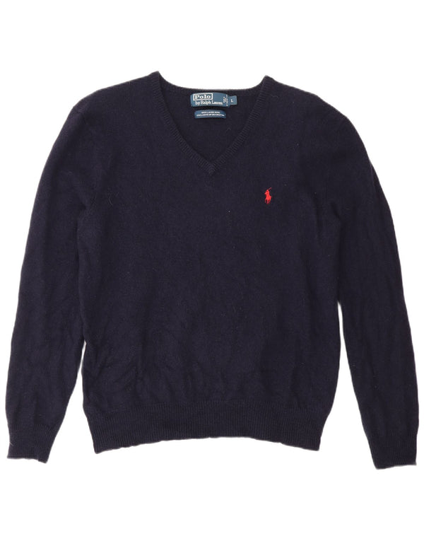 Polo Ralph Lauren Chłopięcy sweter z dekoltem w kształcie litery V, 15-16 lat, duży, granatowy