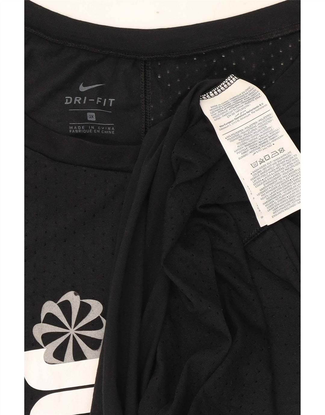 Damska koszulka Nike Dri Fit Oversized Graphic Top UK 20 2XL Czarny poliester
