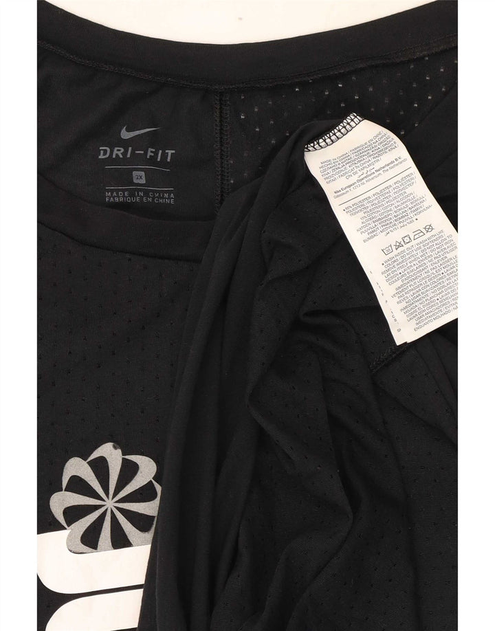 Damska koszulka Nike Dri Fit Oversized Graphic Top UK 20 2XL Czarny poliester