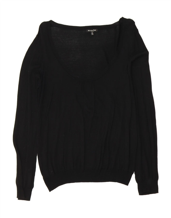 MASSIMO DUTTI Womens Boat Neck Jumper Sweater UK 12 Medium Black Vintage Massimo Dutti and Second-Hand Massimo Dutti from Messina Hembry 