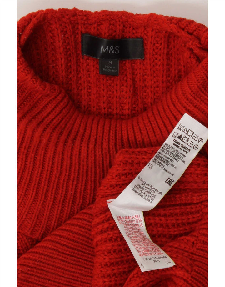 Marks & Spencer Damski sweter z golfem UK 14, średni czerwony akryl