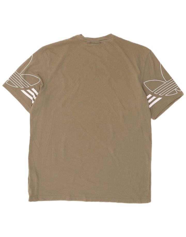 Męska koszulka z grafiką Adidas, średnia, bawełniana khaki