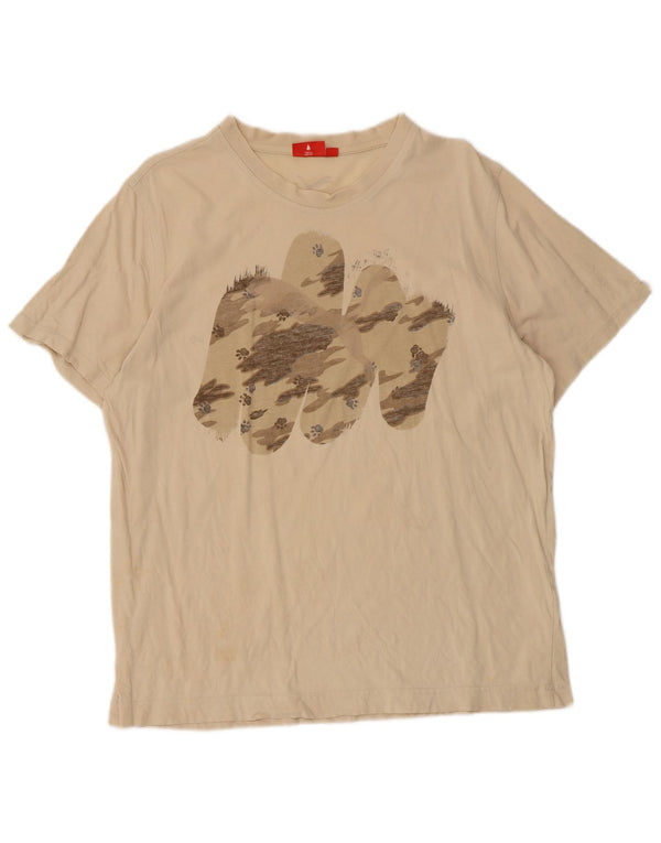 Męski T-shirt z grafiką Puma, duży, beżowy