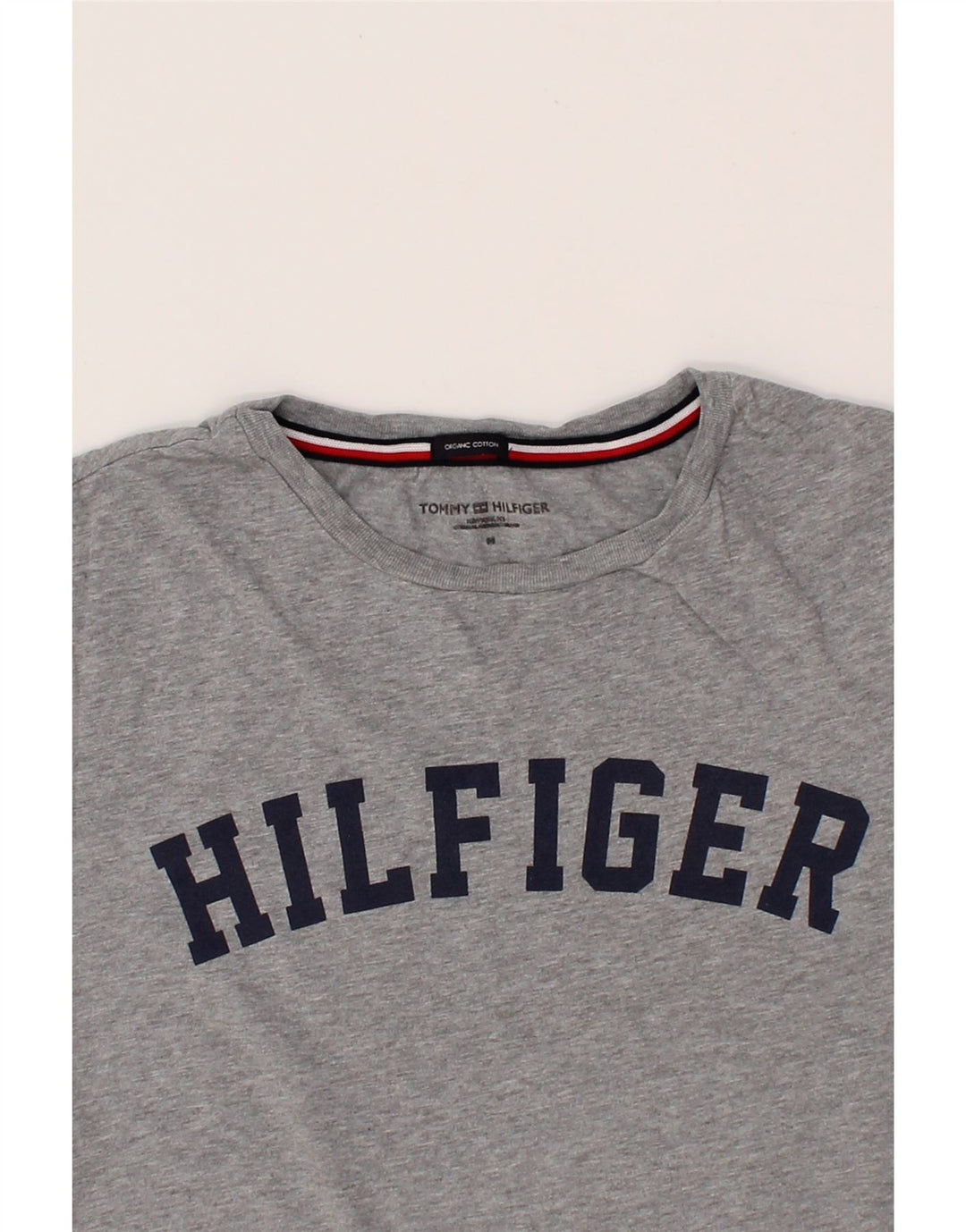 Męska koszulka z grafiką TOMMY HILFIGER, średnia szara bawełna
