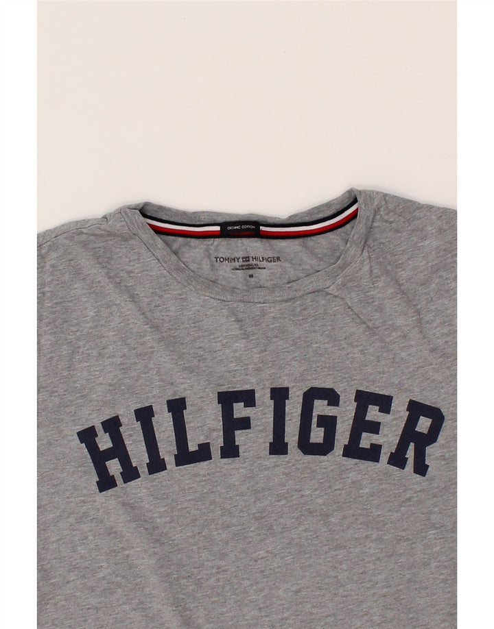 Męska koszulka z grafiką TOMMY HILFIGER, średnia szara bawełna