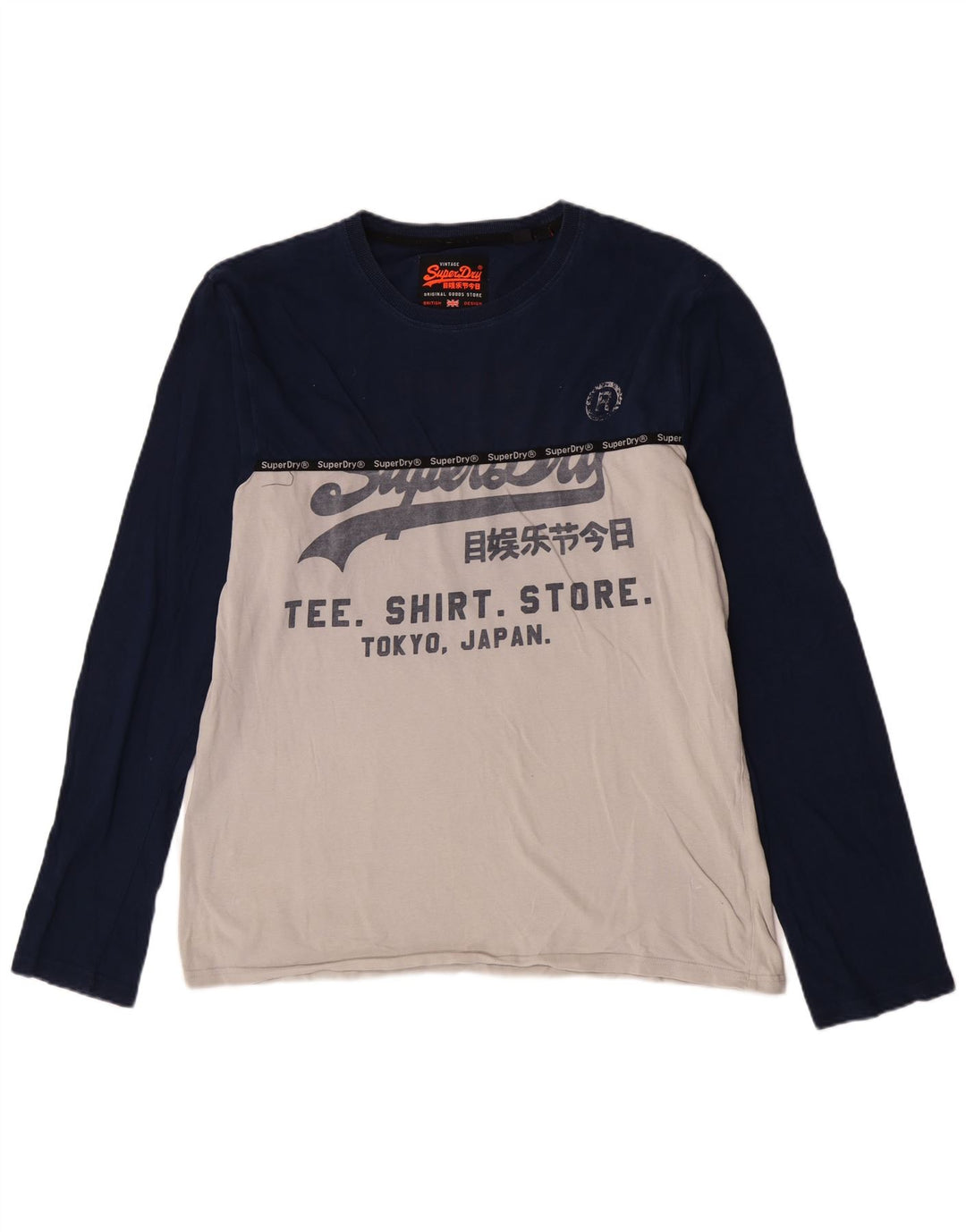 Męski top Superdry Extra Slim Graphic z długim rękawem 2XL w kolorze niebieskim