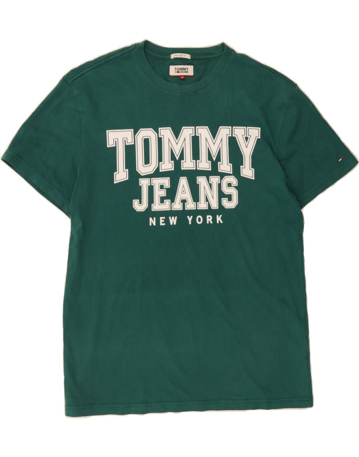 TOMMY HILFIGER Mens Regular Fit Graphic T-Shirt Top Medium Green Cotton Vintage Tommy Hilfiger and Second-Hand Tommy Hilfiger from Messina Hembry 