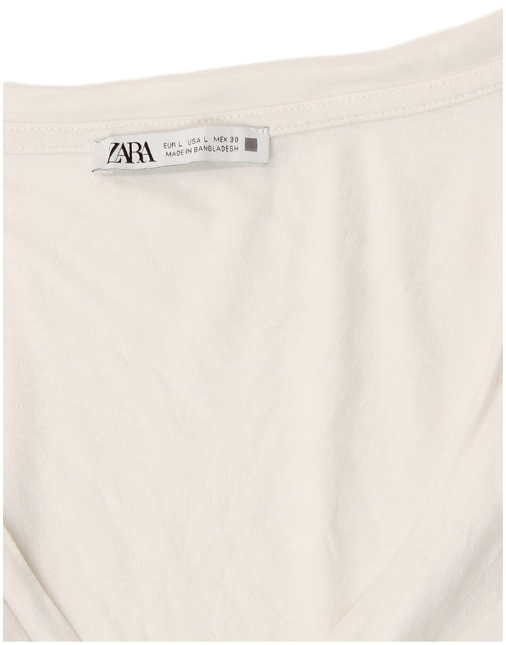 T-shirt damski Zara Top UK 16, duży, biały