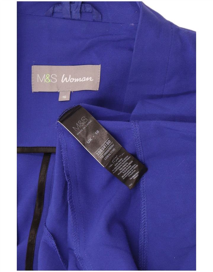 Marks & Spencer Damska otwarta marynarka UK 16, duża niebieska, poliester