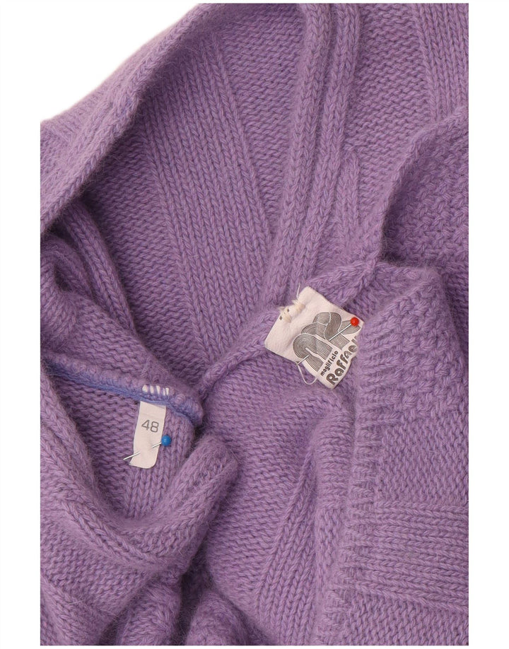 Sweter damski Raffaello z dekoltem w szpic IT 48 XL Fioletowa wełna