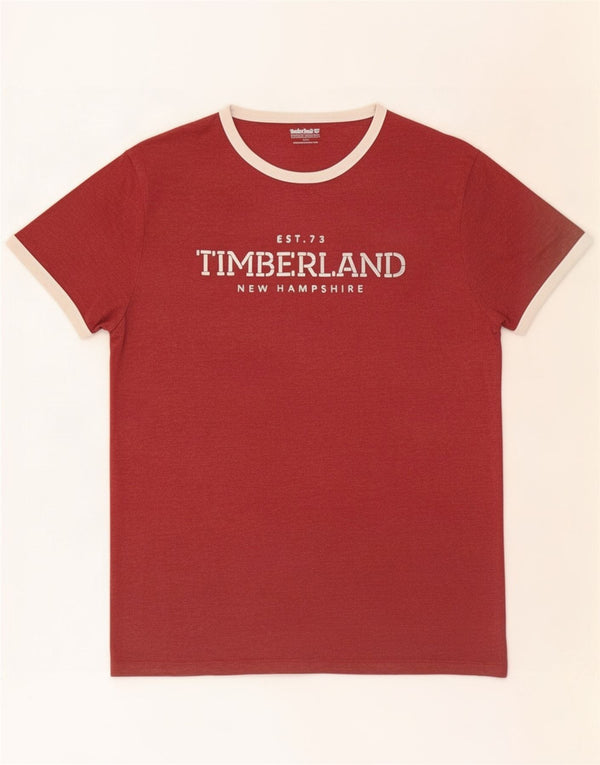 Męska koszulka z grafiką Timberland, średnia, bordowa bawełna