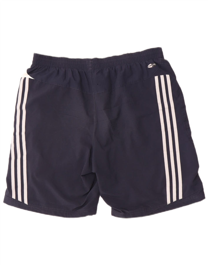 Męskie spodenki sportowe Adidas Climalite, duże, granatowe, z blokami kolorów, poliestrowe