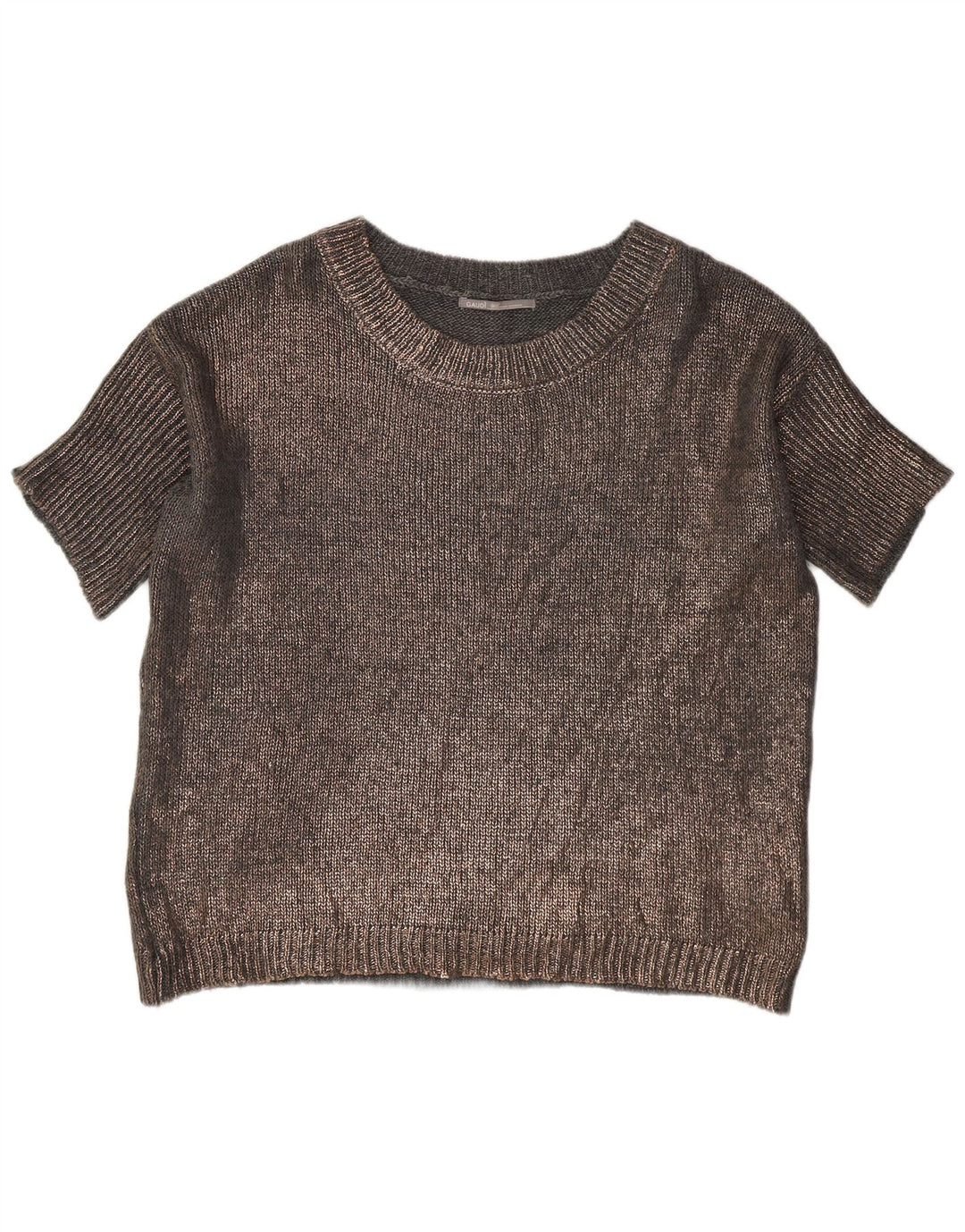 Damski sweter Gaudi z krótkim rękawem i okrągłym dekoltem UK 14, duży, szary