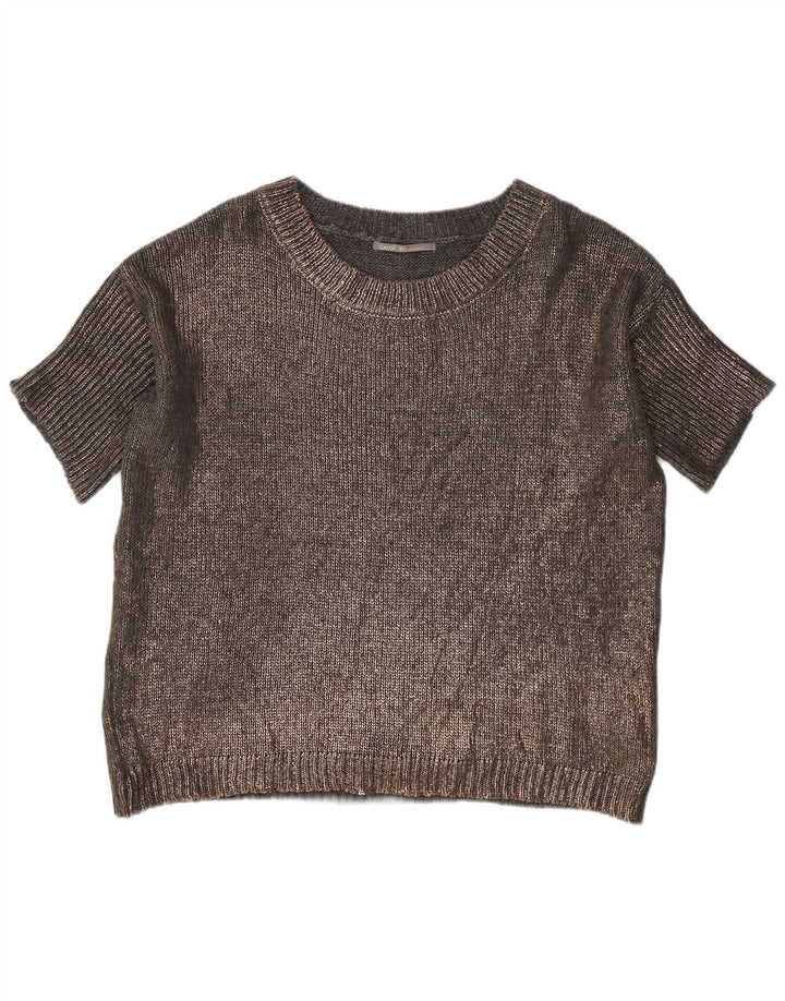 Damski sweter Gaudi z krótkim rękawem i okrągłym dekoltem UK 14, duży, szary