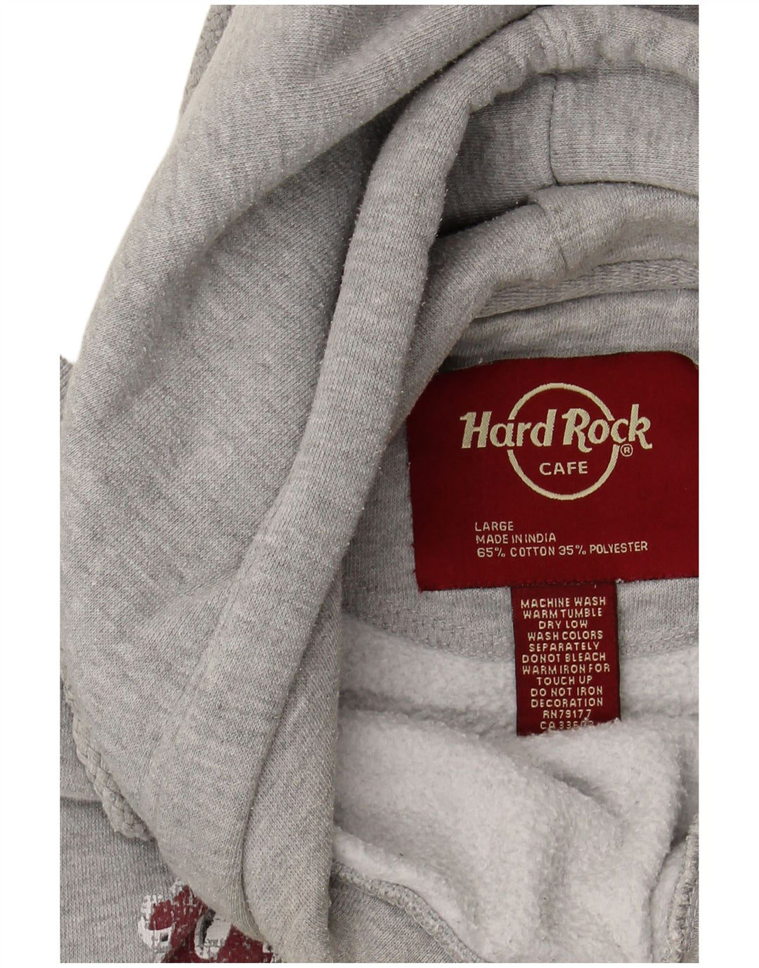 HARD ROCK CAFE Damski sweter z kapturem Vienna Graphic UK 16, duży, szary, bawełniany