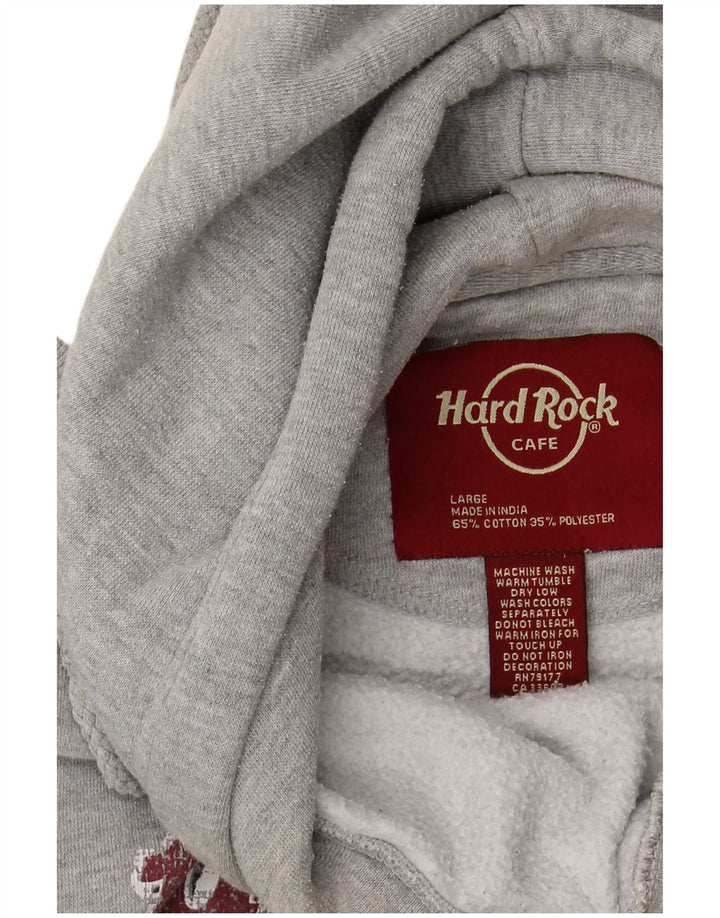 HARD ROCK CAFE Damski sweter z kapturem Vienna Graphic UK 16, duży, szary, bawełniany