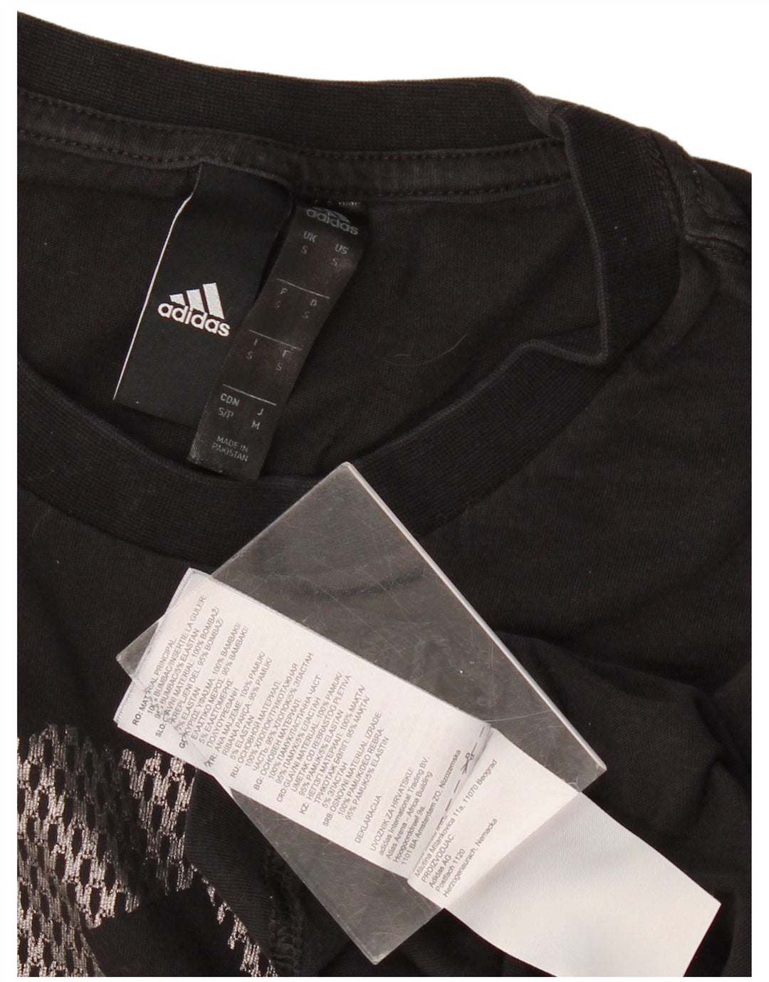Męski T-shirt z grafiką ADIDAS, mały, czarny, bawełniany