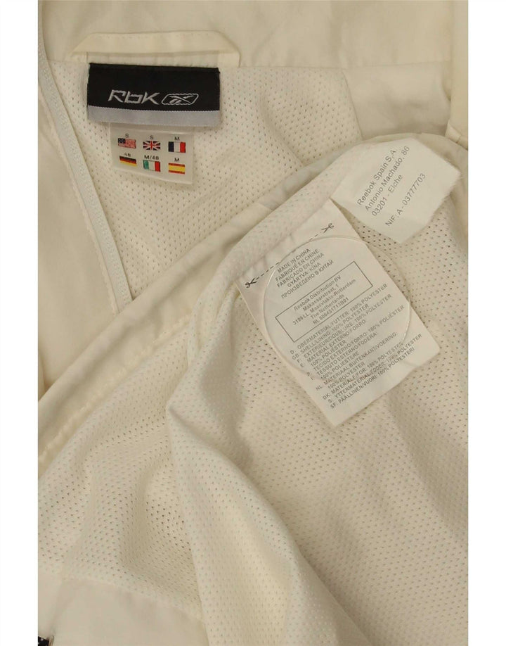 Męska kurtka dresowa Reebok, mała, biała, z poliestru w blokach kolorów