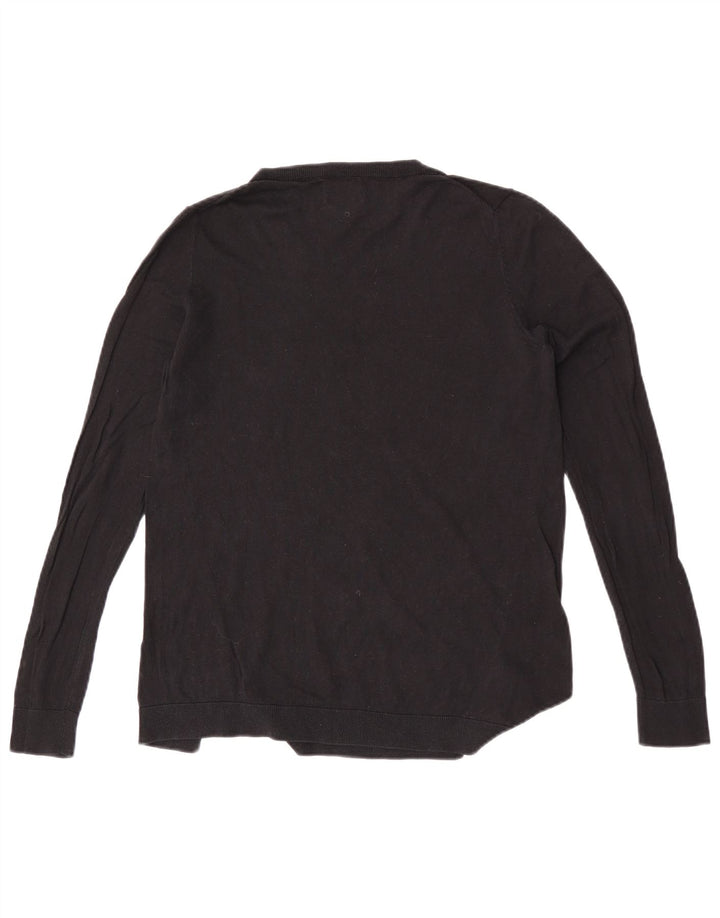 Sweter damski Massimo Dutti z okrągłym dekoltem, UK 14, średni czarny, bawełniany