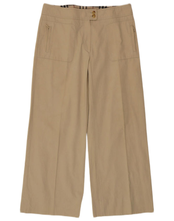 Damskie spodnie codzienne Burberry z szerokimi nogawkami UK 12 Medium W34 L28 Beżowa bawełna