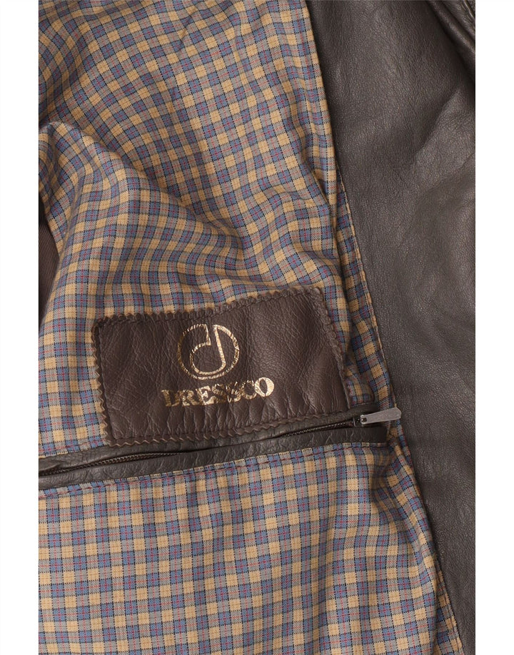 DRESSCO Męski płaszcz skórzany IT 54 2XL Szara skóra