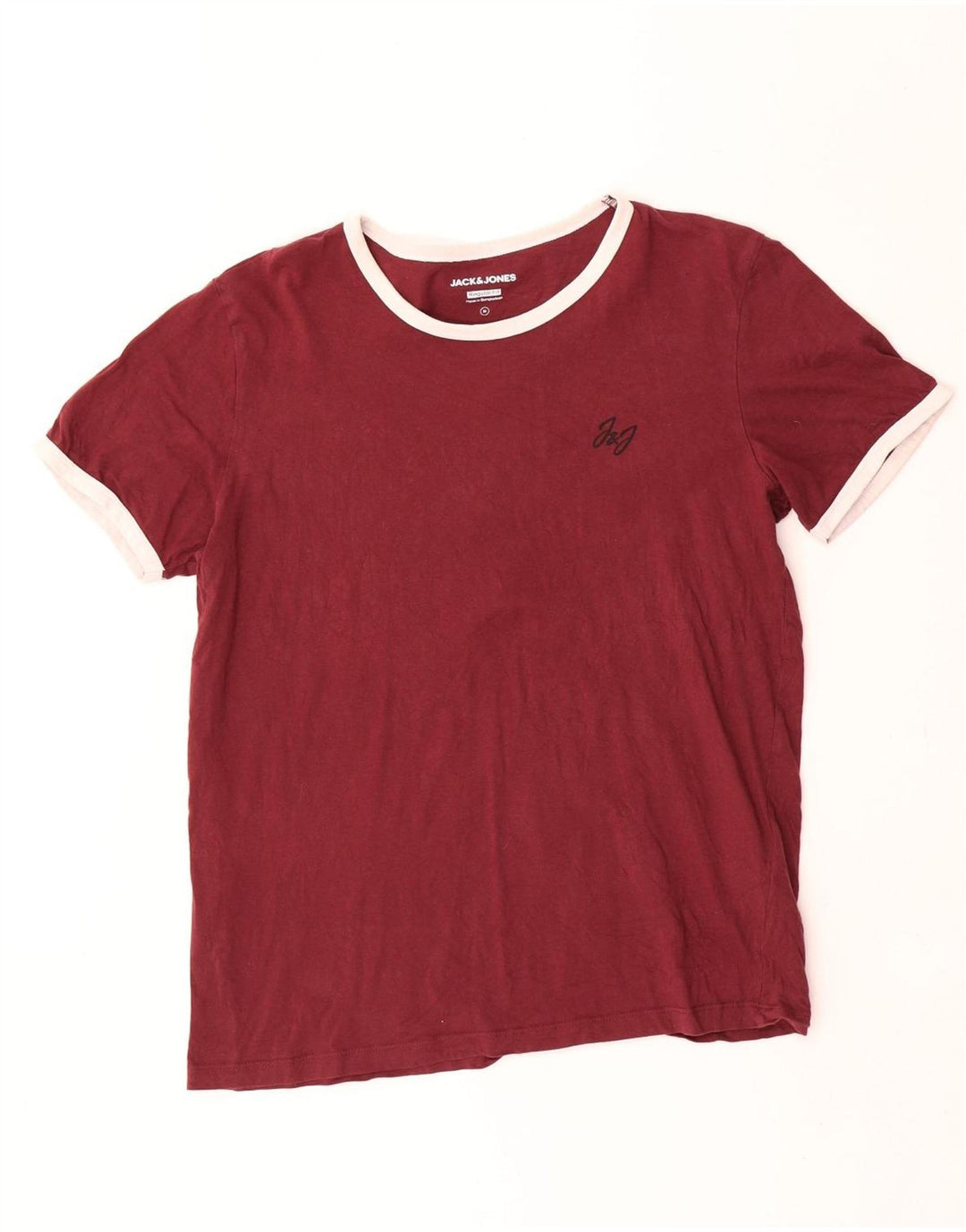 T-shirt męski Jack & Jones o regularnym kroju, średniej wielkości bordowa bawełna