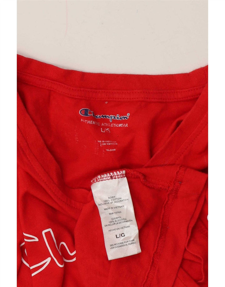 Męski T-shirt Champion z grafiką, duży, czerwony, bawełniany