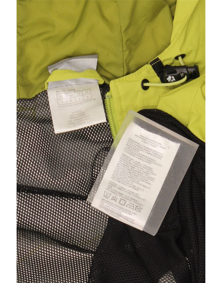 Damska kurtka przeciwdeszczowa JACK WOLFSKIN oversize z kapturem UK 16, duża zielona