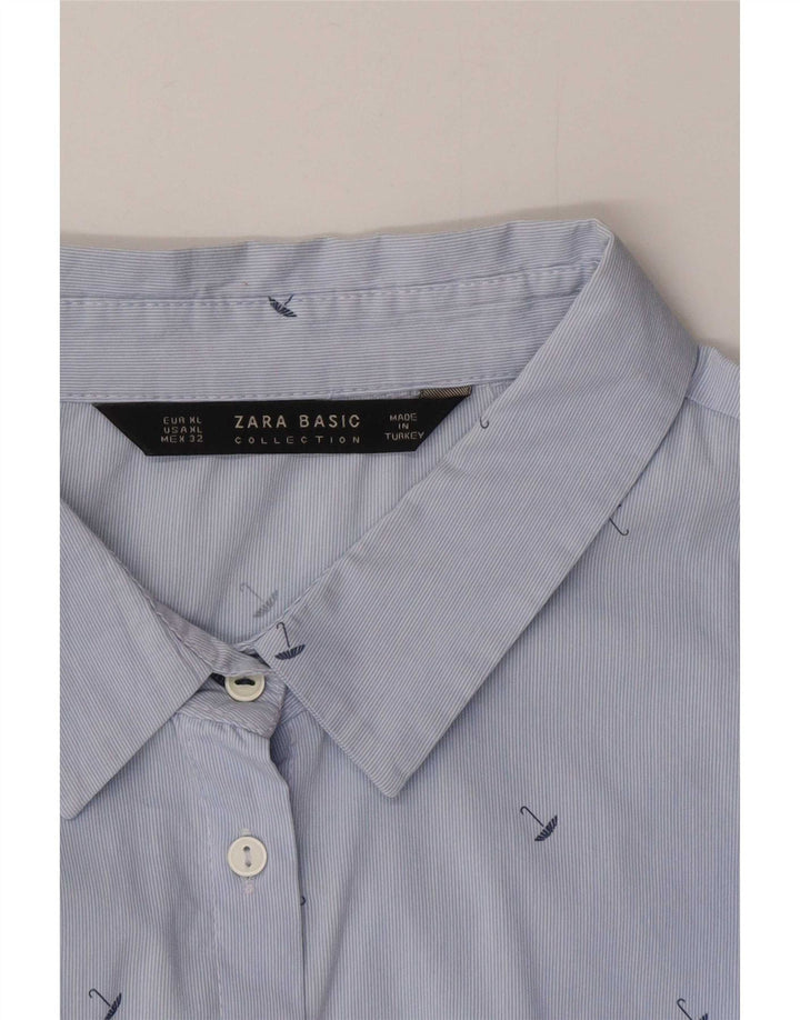 Koszula damska Zara w abstrakcyjny wzór UK 18 XL niebieska