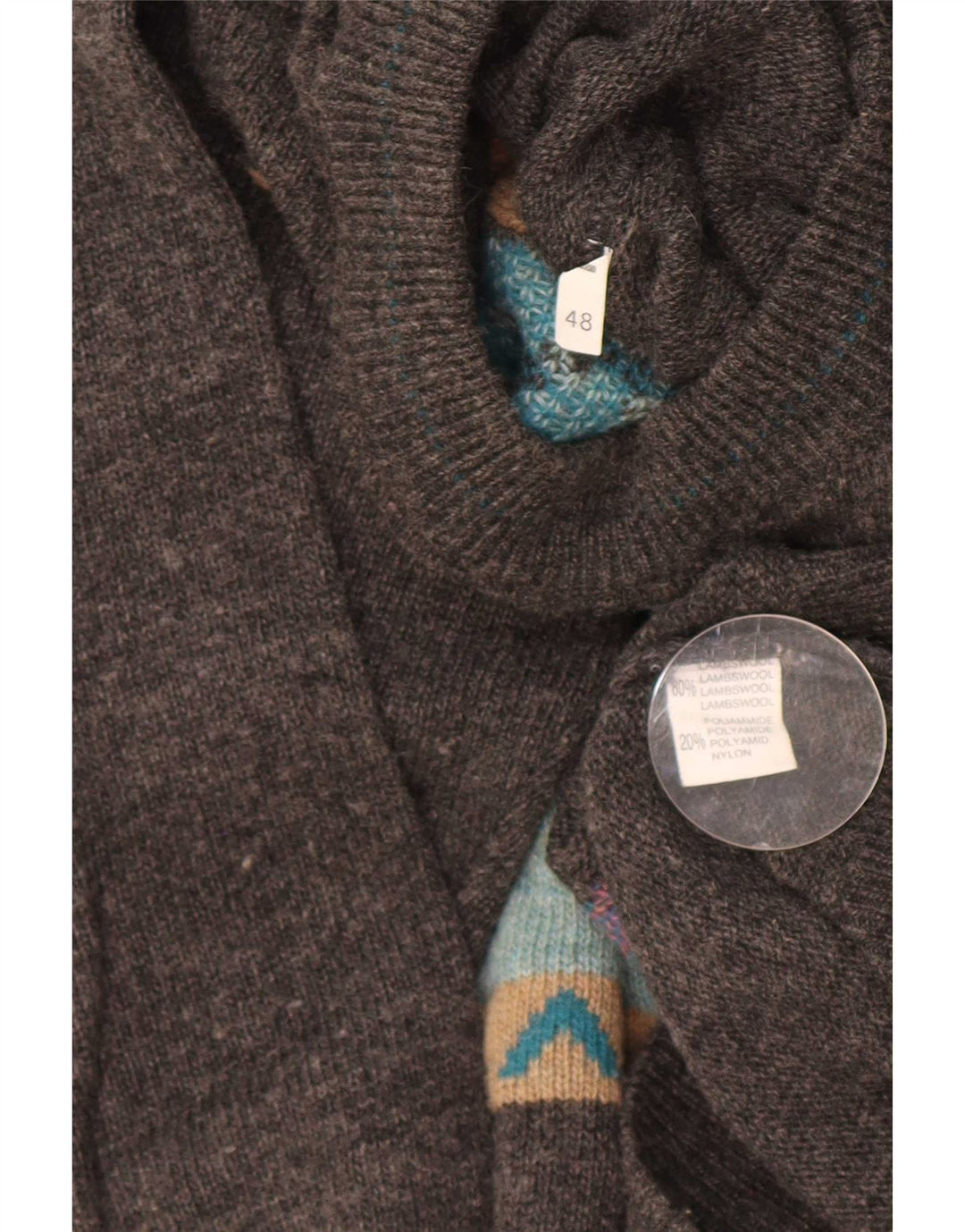 Vintage męski sweter z golfem IT 48 w kolorze średniej szarości