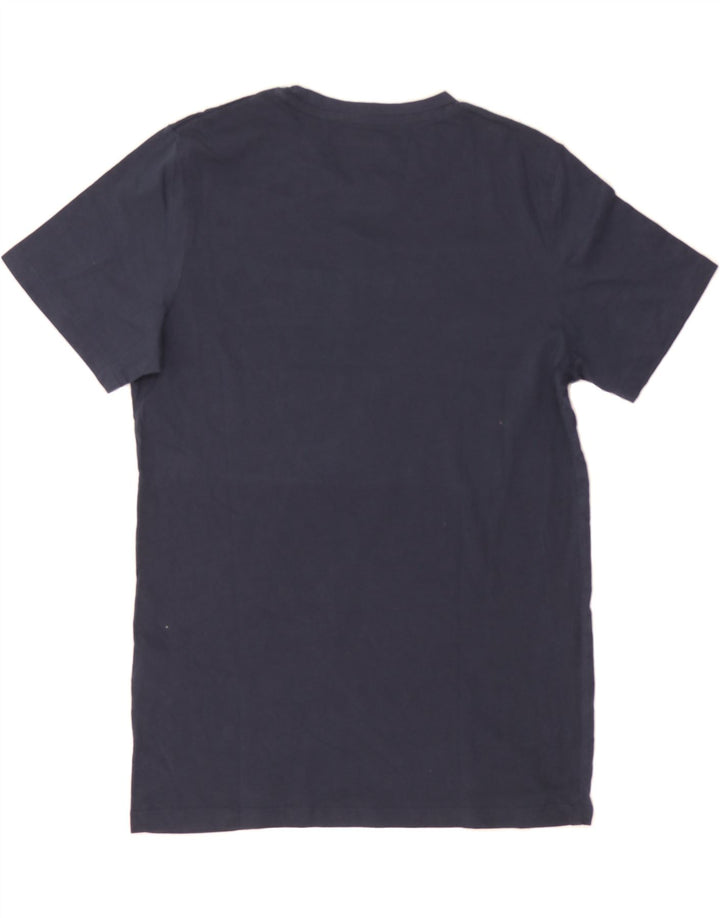 JACK & JONES Mens Graphic T-Shirt Top Small Navy Blue Colourblock Vintage Jack & Jones and Second-Hand Jack & Jones from Messina Hembry 